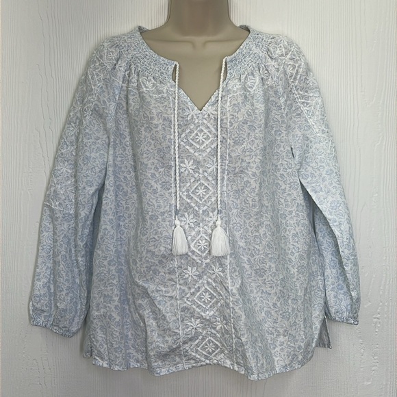 Joie - Floral Print Embroidered Tassled Boho Long Sleeve Blouse Size Small - Picture 2 of 11